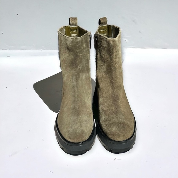 🌻NEW Vince Camuto Army Green Suede Chelsea Boot with Platform Sole Size 7.5 - Picture 5 of 12
